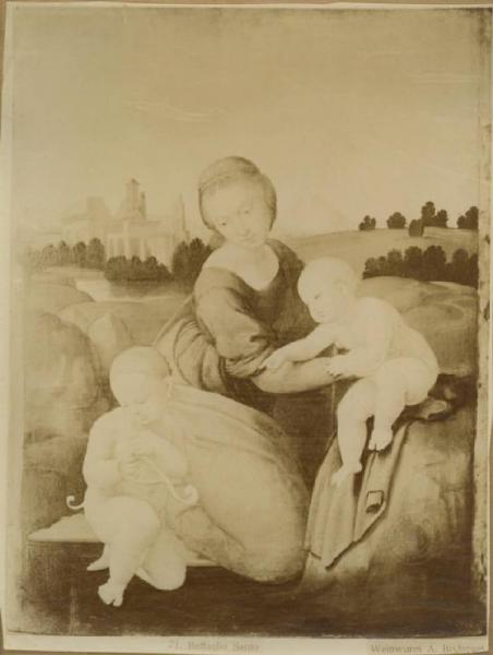 Sanzio, Raffaello - Madonna con Bambino e san Giovannino (Madonna Esterhazy) - Dipinto - Olio su tavola - Budapest - Museo di Belle Arti (Szépmüvészeti Múzeum)