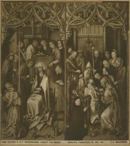 Holbein Hans il Vecchio (attr.) - Morte di Maria (tavola a sinistra); Circoincisione di Cristo (tavola a destra) - Dittico - Dipinto - Monaco - Alte Pinakothek