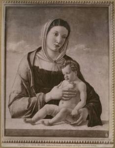 Bellini, Giovanni (detto Giambellino) - Madonna con Bambino (Madonna Frizzoni) - Dipinto - Olio e tempera su tavola trasportata - Milano - Galleria Frizzoni