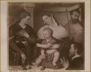 Moroni, Giovan Battista - La Vergine col Figlio, S. Caterina, S. Francesco e un devoto - Dipinto - Milano - Pinacoteca di Brera