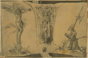 Durer, Albrecht - Crocifissione, Cristo alla colonna e donatore - Disegno