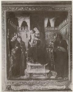 Vivarini, Bartolomeo - Madonna con Bambino e i Santi Rocco, Martino, Nicola e Pietro - Dipinto su tavola - Bari - Basilica di San Nicola