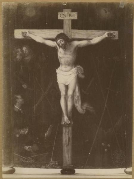 Lotto, Lorenzo - Cristo crocifisso con i simboli della Passione - Dipinto - Olio su tavola - Milano - Raccolta Borromeo