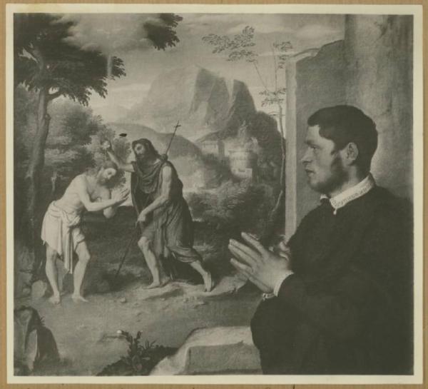 Moroni, Giovan Battista - Battesimo di Cristo e donatore - Dipinto - Olio su tela - Bergamo - Proprietà conti Morlani