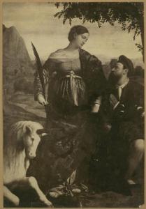 Bonvicino, Alessandro (detto Moretto) - Santa Giustina e un devoto - Dipinto - Vienna - Kunsthistorisches Museum - Gemaldegalerie