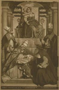 Bonvicino, Alessandro (detto Moretto) - Madonna con Bambino in trono e i padri della Chiesa - Dipinto - Francoforte - Staedelmuseum