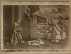 Benvenuti, Giovanni Battista detto Ortolano - Adorazione dei pastori - Dipinto su tavola trasportata su tela