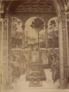 Bernardino, di Betto detto Pinturicchio - Enea Silvio Piccolomini davanti al Re di Scozia - Affresco - Siena - Duomo - Libreria Piccolomini