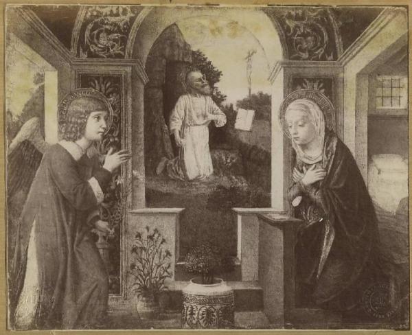 Scuola di Vincenzo Foppa - Annunciazione con san Girolamo sullo sfondo - Dipinto - Arcore - Collezione Vtittadini