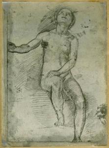 Andrea d'Agnolo detto Andrea del Sarto - Nudo maschile seduto (Studio per la Vergine dell'Assunzione Panciatichi) - Disegno - Firenze - Uffizi - Gabinetto dei Disegni e delle Stampe