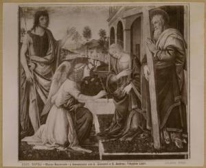 Lippi, Filippino (bottega) - Annunciazione con i santi Giovanni Battista e Andrea - Dipinto - Tempera su tavola - Napoli - Gallerie Nazionali di Capodimonte