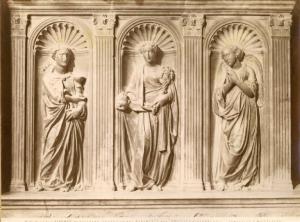 Donatello - Tre personificazioni della Virtù - Monumento funebre Coscia (part.) - Sculture in marmo e bronzo dorato - Firenze - Battistero