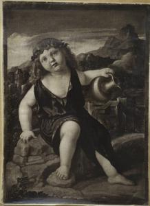 Pittore Bergamasco metà sec. XVI (già Giolfino Niccolò) - Bacco fanciullo - Dipinto su tela
