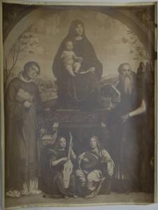 Raibolini, Francesco detto Francia - Madonna con Bambino in trono tra san Lorenzo e san Girolamo, due angeli musicanti - Dipinto - San Pietroburgo