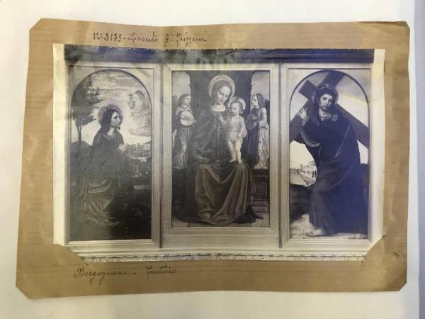 Ambrogio da Fossano (detto il Bergognone) - Madonna con Bambino, Cristo nell'orto, Cristo portacroce - Trittico - Dipinto