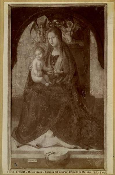 Antonello da Messina - Madonna con Bambino incoronata da due angeli - Polittico di San Gregorio (part.) - Dipinto su tavola - Messina - Museo Civico