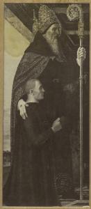 Ambrogio da Fossano detto Bergognone - Sant'Agostino e donatore - Dipinto su tavola trasportata su tela
