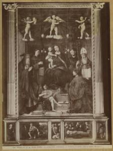 Luini, Bernardino - Madonna con Bambino e santi e il cardinale Scaramuccia Trivulzio - Dipinto a olio su tavola trasportato su tela - Como - Duomo