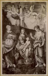 Figino, Girolamo - Madonna con Bambino incoronata da angeli, santa Margherita e santa Maria Maddalena - Dipinto su tavola - Firenze - Uffizi