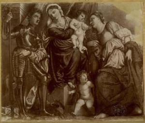 Campagnola, Domenico - Madonna con Bambino tra Santa Caterina e San Giorgio - Dipinto