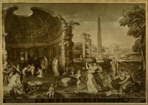 Sustris, Lambert - Paesaggio con rovine antiche e figure femminili - Dipinto - Olio su tela - Vienna - Kunsthistorisches - Gemäldegalerie