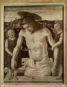 Bellini, Giovanni - Cristo in pietà sorretto da angeli - Dipinto - Tempera su tavola - Venezia - Museo Correr