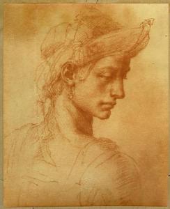 Buonarroti, Michelangelo - Studio di testa femminile di profilo con copricapo - Disegno - Oxford - Ashmolean Museum