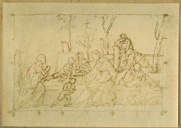 Carpaccio, Vittore - Elisio cristiano, sacra rappresentazione con sette figure - Disegno - Firenze - Gabinetto dei Disegni e delle Stampe
