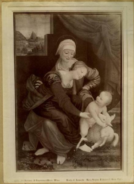 Lanino, Bernardino (attr.) - Sant'Anna e Madonna con Bambino che gioca con l'agnello - Dipinto - Olio su tavola - Milano - Pinacoteca di Brera