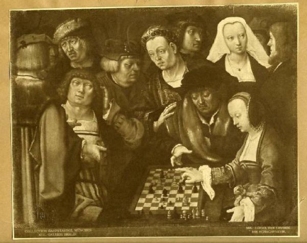 Luca di Leida - Partita a scacchi - Dipinto - Olio su tavola - Berlino - Staatliche Museen - Gemäldegalerie