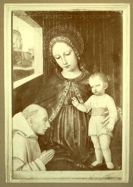 Ambrogio da Fossano detto Bergognone - Madonna con Bambino e un monaco certosino - Dipinto su tavola - Roma - Collezione G. Stroganoff