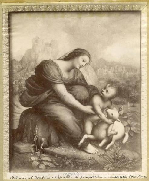 Cesare da Sesto - Madonna con Bambino che gioca con l'agnello - Dipinto - Tempera su tavola - Milano - Museo Poldi Pezzoli