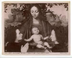 Giovanni Agostino da Lodi detto Pseudo Boccaccino - Madonna con Bambino e devoti - Dipinto su tavola - Napoli - Gallerie Nazionali di Capodimonte