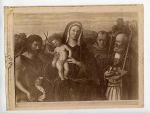 Girolamo da Santacroce - Madonna con Bambino tra san Giovanni Battista, san Francesco d'Assisi e san Nicola di Bari - Dipinto su tela