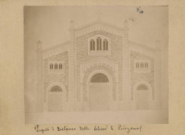 Riproduzione di disegno - Progetto di ristrutturazione della chiesa di Pinzano