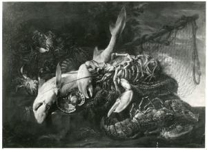 Dipinto di Giuseppe Recco - Natura morta - Pesce e crostacei