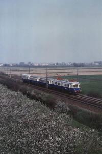 Linea ferroviaria Milano-Bologna - Automotrici elettriche TC 152, TC 153 e TC 155 accoppiate dell'Azienda Trasporti Consorziali di Modena (ATCM) in circolazione