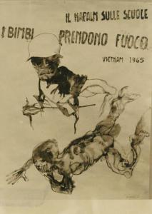 Disegno - Manifesto contro la guerra del Vietnam - Gino Fossali