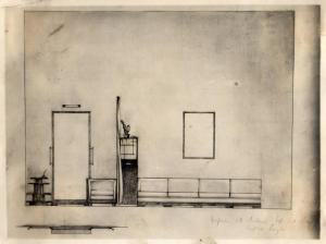 Veduta interni - Disegno Spogliatoio della sartoria - Esposizione Internazionale - Monza 1930
