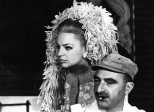 Set del film "Matchless" - Regia Alberto Lattuada - 1967 - L'attrice Ira Fürstenberg e il regista Alberto Lattuada