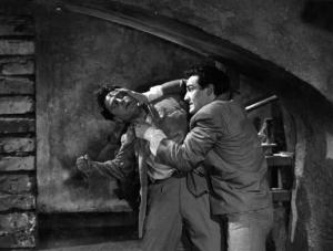 Scena del film "Anna" - Regia Alberto Lattuada - 1951 - Gli attori Vittorio Gassman e Raf Vallone