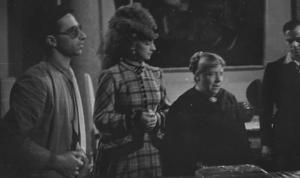 Set del film "Giacomo l'idealista" - Regia Alberto Lattuada - 1943 - Il regista Alberto Lattuada e attori non identificati