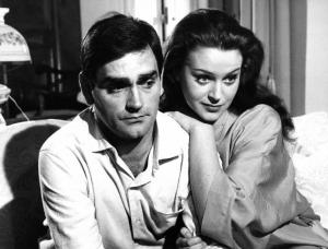 Scena del film "A porte chiuse" - Regia Dino Risi - 1960 - L'attrice Beatrice Altariba e un attore non identificato