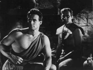 Scena del film "La battaglia di Maratona" - Regia Bruno Vailati - 1959 - Gli attori Steve Reeves e Alberto Lupo