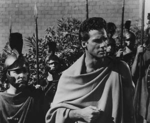 Scena del film "La battaglia di Maratona" - Regia Bruno Vailati - 1959 - L'attore Steve Reeves e centurioni romani