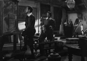 Scena del film "Beatrice Cenci" - Regia Guido Brignone - 1941 - L'attore Enzo Fiermonte e un attore non identificato