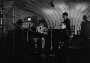 Set del film "Castelli in aria" - Regia Augusto Genina - 1939 - Il regista Augusto Genina e l'attore Vittorio De Sica