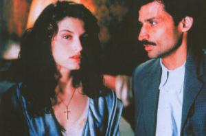 Set del film "Così ridevano" - Regia Gianni Amelio - 1998- L'attrice e l'attore Enrico Lo Verso.