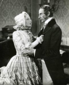 Scena del film "Il dottor Antonio" - Regia Enrico Guazzoni, 1937 - L'attrice Maria Gambarelli, Miss Lucy, in una bella espressione con Romolo Costa.