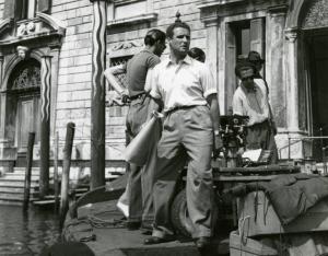 Sul set del film "I due foscari" - Regia Enrico Fulchignoni,1942 - Il regista Enrico Fulchignoni gira a Venezia le scene all'esterno del film.